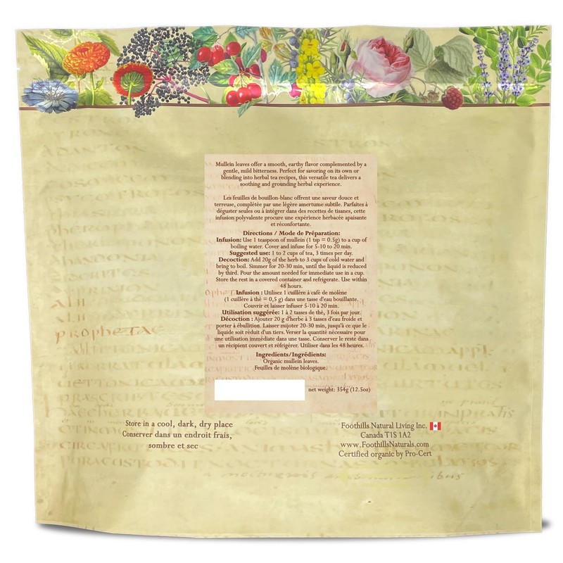 Foothills Naturals Mullein Leaf Cut Organic - 354g, 700+ Servings