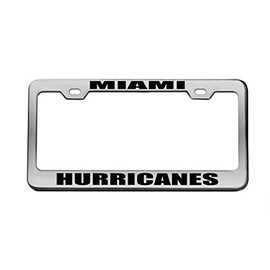 Miami Hurricanes Chrome License Plate Frame Tag Black