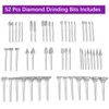 Stone Carving Set Diamond Grinding Bit Compatible with Dremel, 52Pcs
