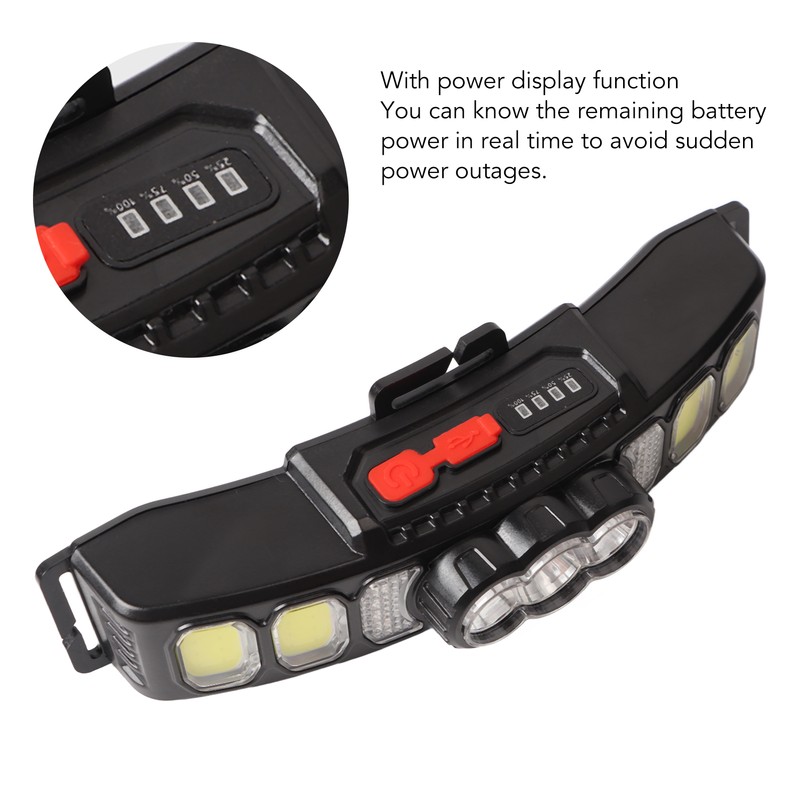 Wave Induction Headlight with Power Display 1200mAh Bright USB Charging
