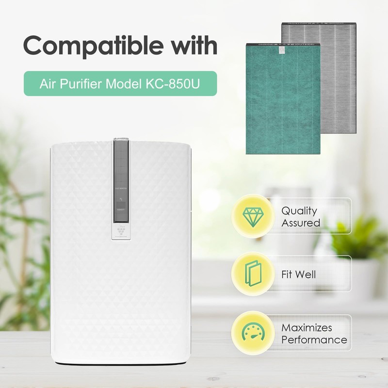 HSIAMEN Filter Compatible with Sharp KC-850U & KC-C100U Air Purifier,