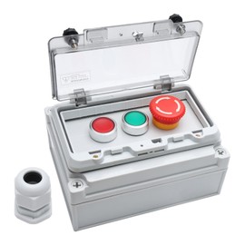 KERWINN Emergency Stop Button Box - Red and Green Momentary Switch With Protective Cover - IP67 Outdoor Waterproof Anti-misoperation Station Box