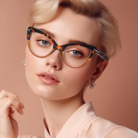 BONCAMOR 6 Pack Fashion Cat Eye Reading Glasses for Women Blue Light Blocking Oversized Spring Hinges Computer Readers (6 Mix Color-4, 2.25, Diopters)