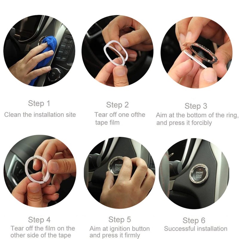 hallomomo Unique Engine Start Button Bling Ring Cover,Key Ignition Starter
