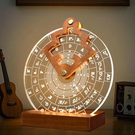CoolGift Mart Light Up Circle of Fifths Wheel, Acrylic Wooden Chord Wheel Melody Tool with Guitar Pick Holder, Gift for Musical Beginners Musicians for Musical Learning and Songwriting