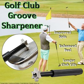 Golf Club Groove Sharpener Tool – 6-Head Cleaner for Wedges and Irons, Restore Backspin and Control – Golf Maintenance Kit with Brush for Improved Performance