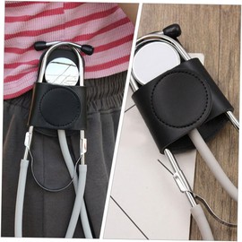 Mikinona 2pcs Leather Stethoscope Holder for Doctors Nurses Clip Hip Protector with Diaphragm Pocket Lightweight Easy to Use Medical Accessory
