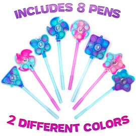 ArtCreativity 3 in 1 Windmill Popper Pens for Kids - Set of 8 - Pens, Pop It Fidget Toys, and Fidget Spinners Combined - Fidget Party Favors, Pinata Fillers, Goodie Bag Stuffers for Ages 3 and Up