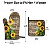Sunflower Oven Mitts and Pot Holders 4pcs Set Wood Board