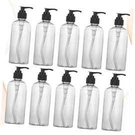 PACKOVE 8Pcs Refillable Empty Bottles for Shower Gel and Liquid Soap Transparent Container with Black Pump Head for Bathroom and Kitchen Use Design