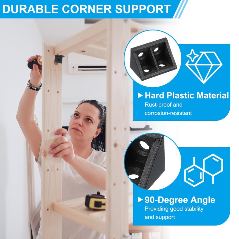 PATIKIL Plastic Corner Braces 19x19x33mm, 20 Pack L-Shape Bracket Right