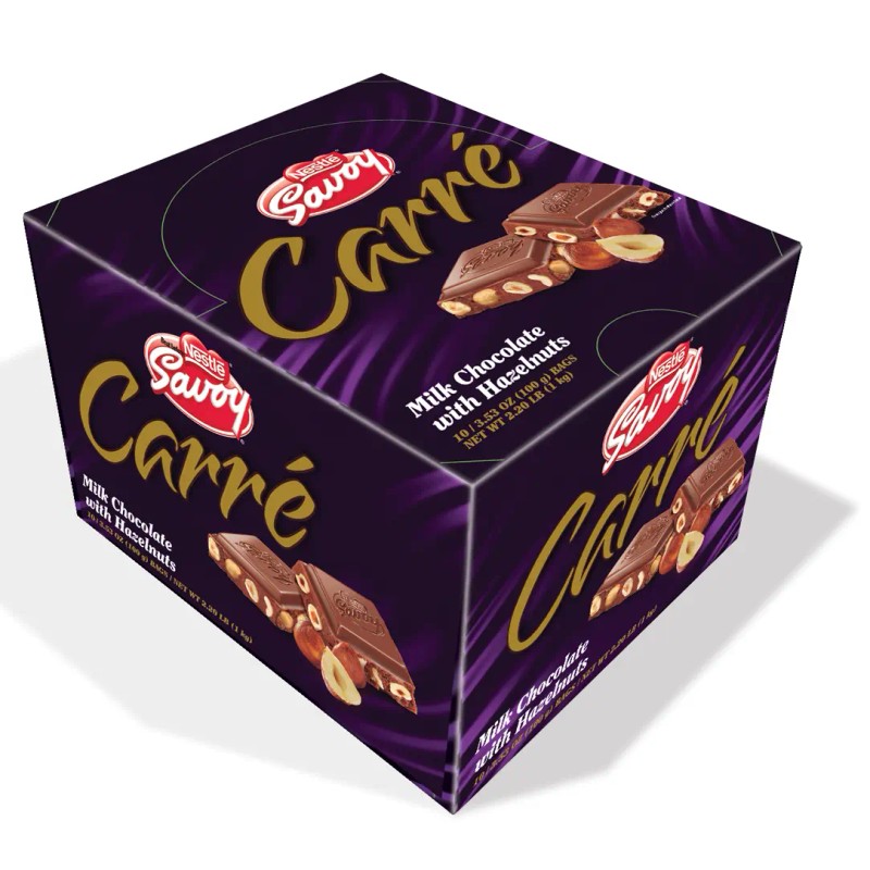 Nestle Savoy Venezuela Savoy Carre Chocolate Avellanas Hazelnuts Box (10unitsx100g/
