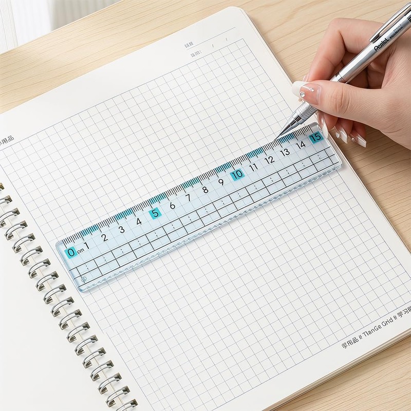 NIHOOOOH Ruler, 5.9 inches (15 cm), Elementary School Ruler, Transparent