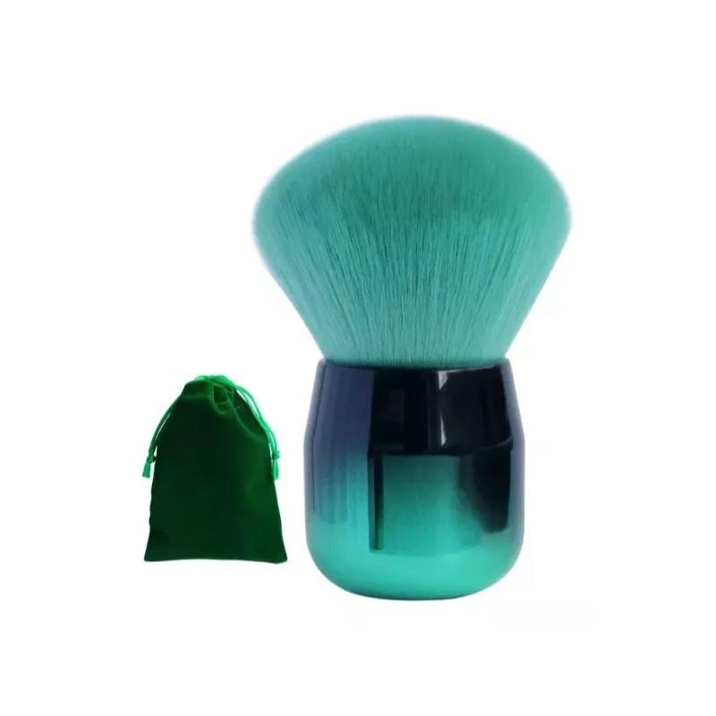 ZzDog Brocha Kabuki Redonda Suave Base Crema O Polvo Verde