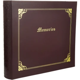 Pioneer 12 Inch by 12 Inch 3-Ring Sewn Italian Cover Scrapbook Binder, Burgundy