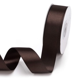 Filan Double Face Satin Ribbon 1 Inch x 25 Yards Double Sided Solid Polyester Ribbon for Gift Wrapping Party Hair Braids Bow Shower Decoration floral Arrangement Craft Supplies, Brown