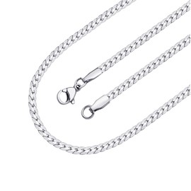 555Jewelry 3mm Miami Cuban Link Chain for Men Stainless Steel Necklace for Women Chunky Curb Cuban Chain Necklace for Men Trendy Statement Mens Jewelry Gifts Unisex, Silver, 18 Inch