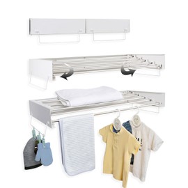 Zentuary Home Wall Mounted Clothes Drying Rack – Space-Saving Foldable Laundry Dryer Rack with Towel Rails, Hangers & Pegs Included | Heavy Duty, Rust-Free Aluminum | Indoor & Outdoor Use, 31.5 Inches