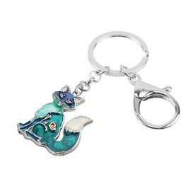 BONSNY Enamel Alloy Cute Fox Keyring Blue Keychain Jewellery For Women Girl Car Key Wallet Charm Gift (Blue)