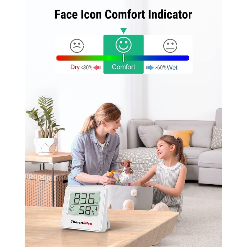 ThermoPro TP357 Digital Hygrometer Indoor Thermometer of 260FT, Bluetooth Thermometer