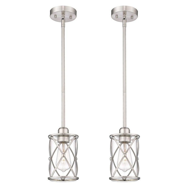 Osimir Brushed Nickel Pendant Lights Kitchen Island 2 Pack, Mini