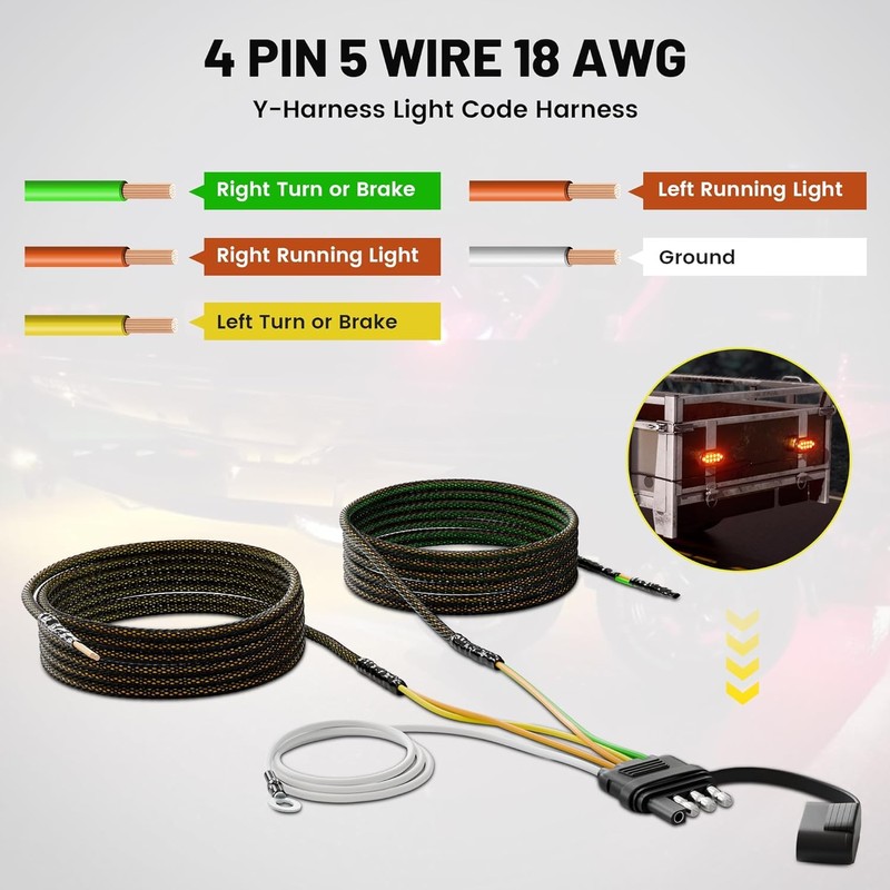 Oyviny 4 Pin 5 Wire Trailer Wiring Harness 22FT for