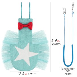 CAIRIAC Bird Diaper Harness Flight Suit Parrot Clothes with Bird Training Leash, Small Size for Honeycreepers, Parrotlets, Budgies, Lovebirds, Canaries, Finches, Monk, Chicks, Ducklings (Cyan)