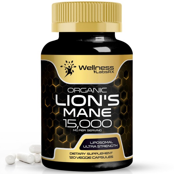 Lions Mane Supplement Capsules - 120 Count - Mushroom Supplement, Brain Supplements for Memory and Focus, Lion's Mane Mushroom Capsules Organic - Cognitive and Immune Support, Focus Supplement