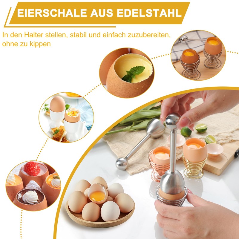 Edelstahl Eierköpfer Set, Eieröffner Werkzeug, Eierschneider, Eierpiekser, Eierlocher, Eierstecher Eipicker,