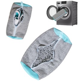 Shoe Washing Machine Bags: Sneaker Laundry Bags with Zipper Lock & Protective Mesh – Reusable Shoe Cleaner Bag for Washer & Dryer(Grey 2 Pcs)