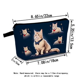 MoCaliduccious Illustration of A Cat Print Women Makeup Bag Travel Cat Gifts for Cat Lovers Cosmetic Bag Organizer Small Zipper Toiletry Bag