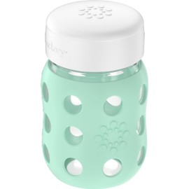 Lifefactory 8-Ounce Wide Neck Glass Baby Bottle with Protective Silicone Sleeve and Flat Cap, Mint (LG2231WMI4)