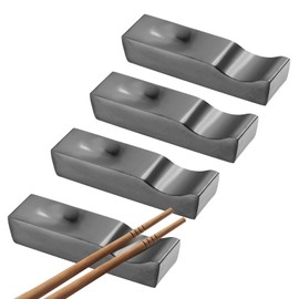 uxcell 4pcs 304 Stainless Steel Chopstick Rest, Multipurpose Cutlery Holder, Black