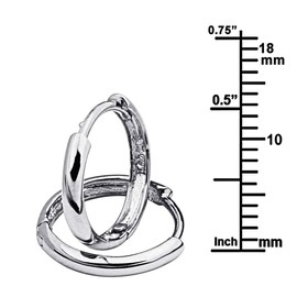 14k White Gold 2mm Thickness Hoop Huggie Earrings (13 x 13 mm)
