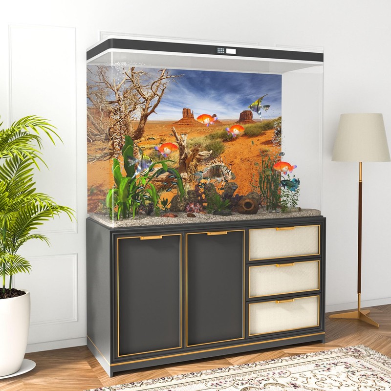 MIRRORANG 91 x 41 cm Reptile Habitat Background Orange Desert