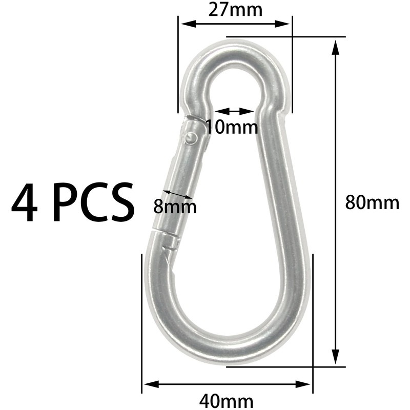 4 PCS Heavy Duty 304 Stainless Steel M8 Spring Snap