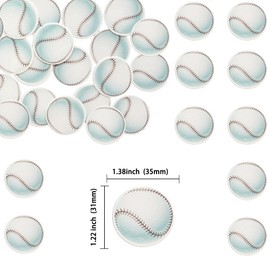 Gyufise 50Pcs Edible Sport Ball Cupcake Toppers - Edible Baseball Cupcake Picks for Sports Theme Kids Birthday Party Decorations