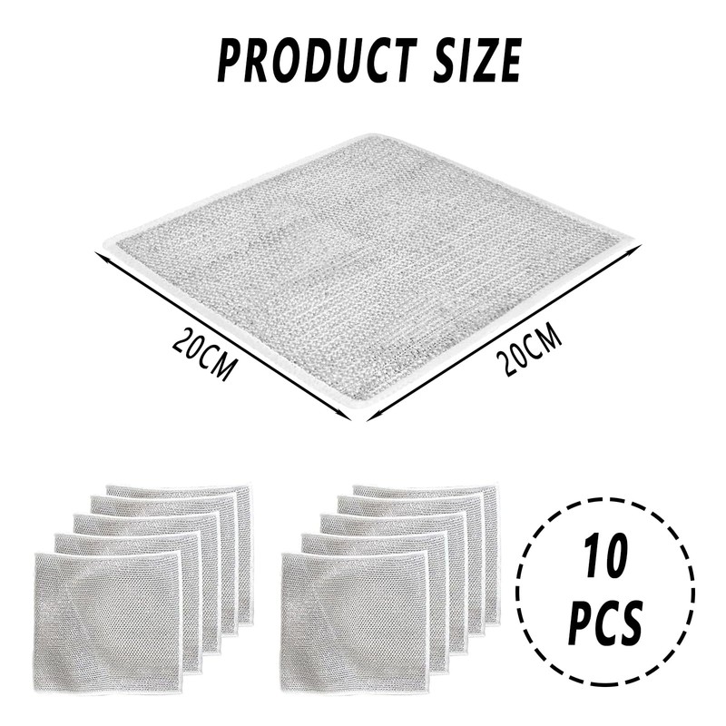 10 Pcs Multipurpose Non Scratch Scrubbing Wire Dishwashing Rags,Reusable Kitchen