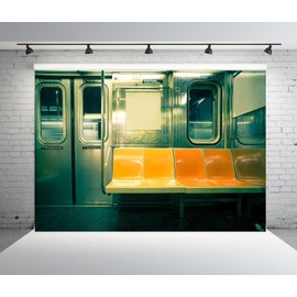 CORFOTO 8x6ft Fabric City Subway Interior Backdrop for Photography Empty Public Seat 3D Metro Subway Cross Section Background for Birthday Party Decor Kids Adults Photo Studio Booth Props