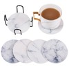 Drink Coasters Set of 6 - Marble Style Ceramic Round