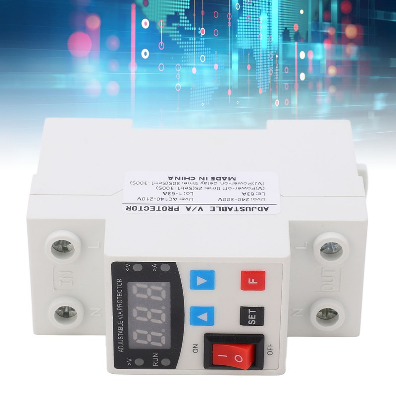 Over Under Voltage Protector Adjustable Digital Display Voltage Current Protective