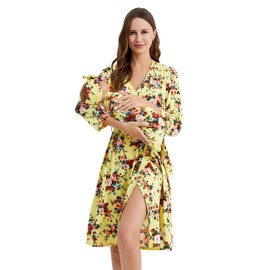 Galabloomer Vintage Maternity Robe and Baby Receiving Blanket, Matching Mommy Labor Delivery Robe and Swaddle Set