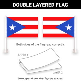 G128 2 Pack: Puerto Rico Puerto Rican Car Flag | 11x17 In | Double LiteWeave Pro Series Double Sided Printed 150D Polyester | Flagpole Included | Perfect for Festival Celebrations, Parades