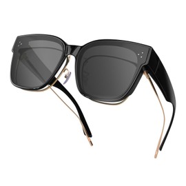 SCOAGE Polarized Fitover Eyeglasses for Men Women Oversized Trendy Square Fit Over Sunglasses Lightweight Driving Fishing Sports UV Protection