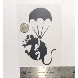 Unbranded Banksy Paratrooper Rat BLACK vinyl decal weatherproof dishwasher-saf