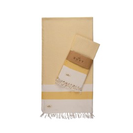 Ruvy Home Basics 2 Pack Turkish Beach Towels – Oversized Quick-Dry Bath Towels (40 x 72 Inches) – 100% Cotton Large Towels for Pool, Yoga, Travel, Camping Essentials, and Bathroom Decor - Yellow