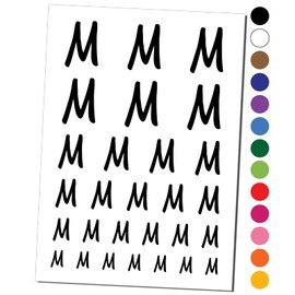 Letter M Uppercase Felt Marker Font Temporary Tattoo Water Resistant Fake Body Art Set Collection - Red (One Sheet)