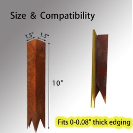 MerxCompro 4Pcs 90° Cor-Ten Steel Landscape Edging Connector Clips, Rust-Resistant & Durable, Ideal for 10" Lawn Edging, Perfect for Gardens, Paths, and Yards