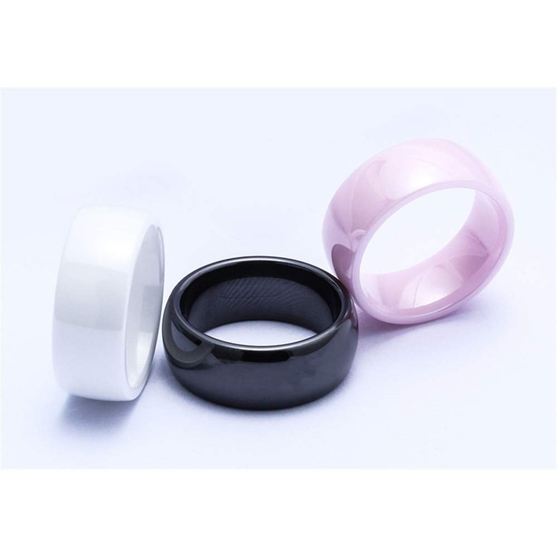 PAURO Women's Classic Engagement Wedding Band Rings Ceramic, Leather