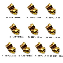 Holley Carb Carburetor 1/4"-32 Main Jets Kit The aperture size is:70 71 72 73 74 75 76 77 78 79,10 sets in total, 2 pcs per size,Thread size: 1/4"-32 Fits Holley 2010,2300,4010,4011,4150,4160,4500